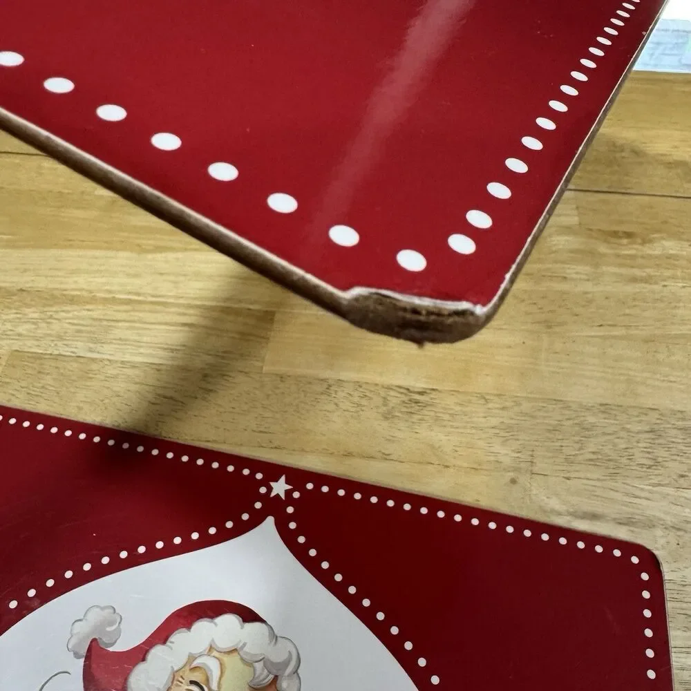 Pottery Barn Kids Santa Cork Placemats Red Christmas List Mouse Set X2 2015 GUC
